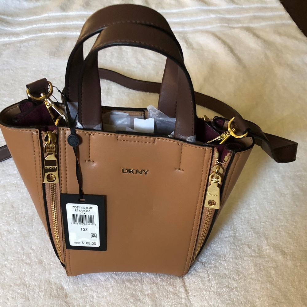 DNKY Zoey North South  Tote Leather Cashew Multi Brand New